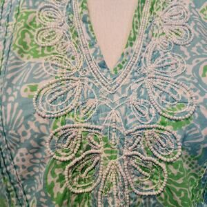 Lily Pulitzer Sarasota Beaded Tunic Spa Blue Get Crackin XS